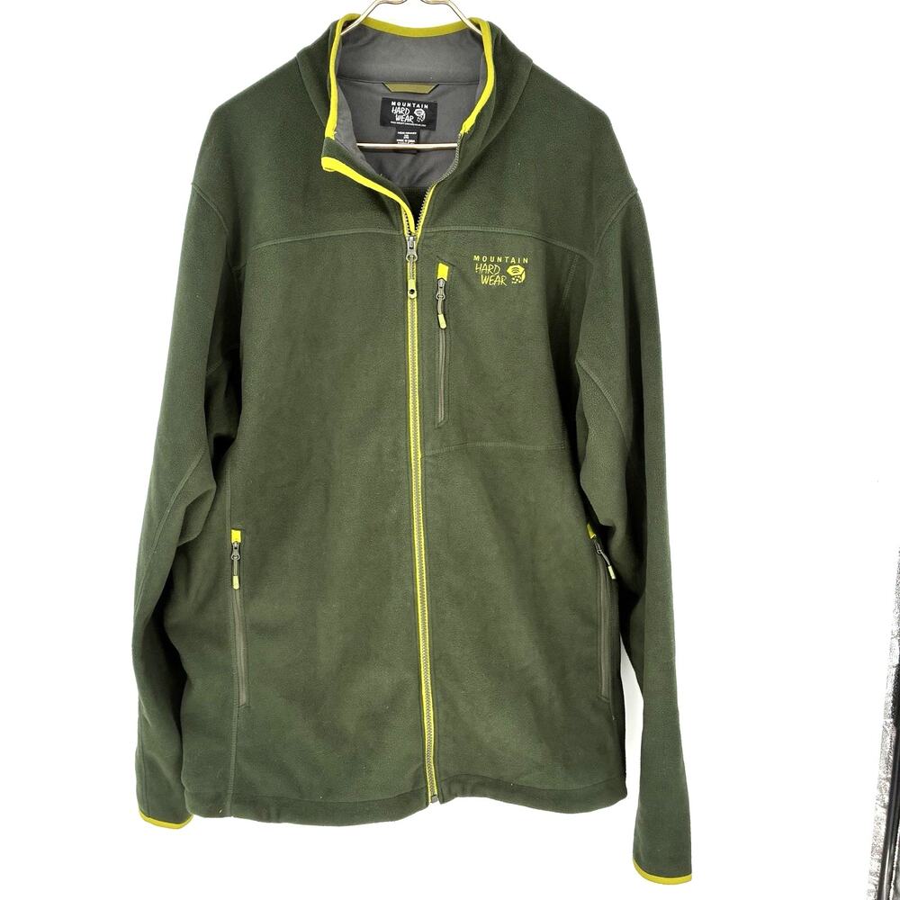 Mountain Hardwear Fleece Jacket Men's 2XL Green Full Zip Outdoor Hiking Coat